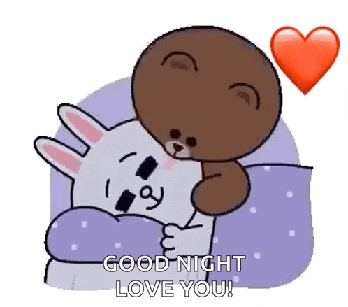 Cony And Bear Brown Good Night Kiss GIF