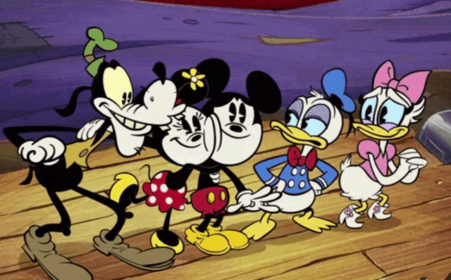 Group Hug Mickey Mouse GIF
