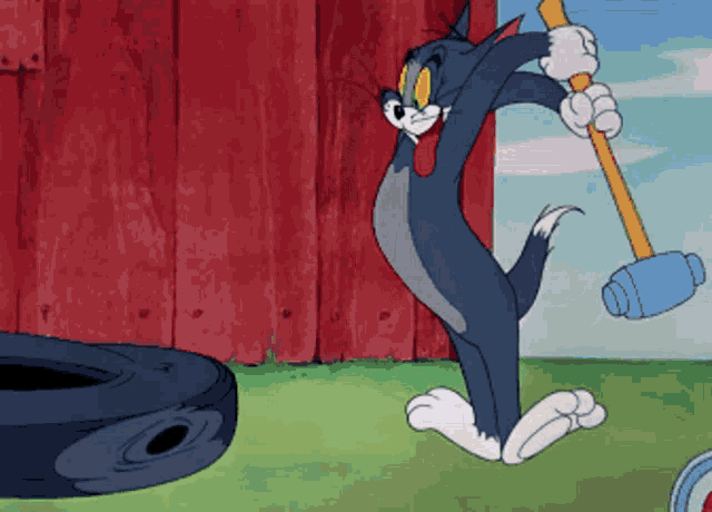 Hammer Tom And Jerry GIF
