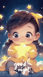 Night Girl With Star GIF