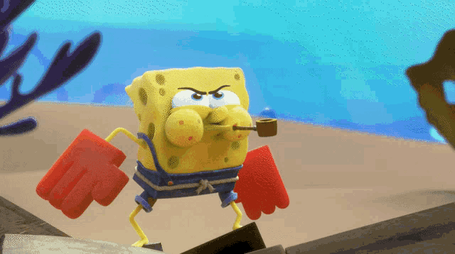 Puffing Pipe Spongebob Squarepants GIF