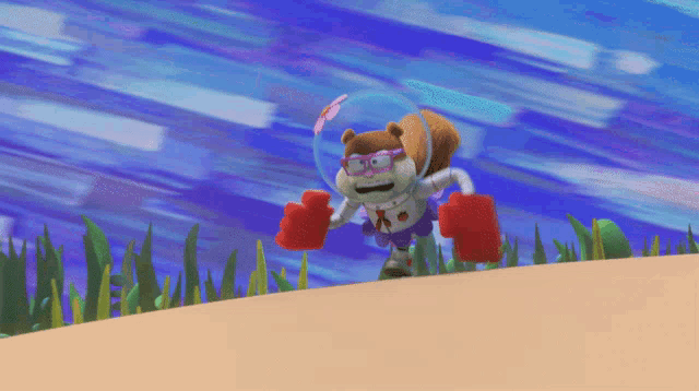 Running Sandy Cheeks GIF