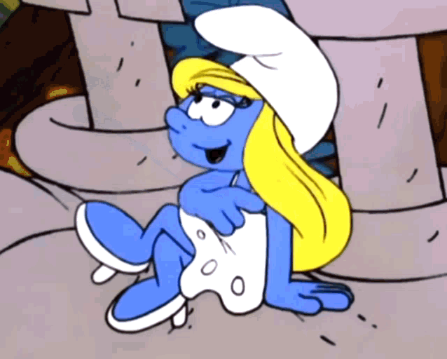 Smurfette Waves Hello GIF