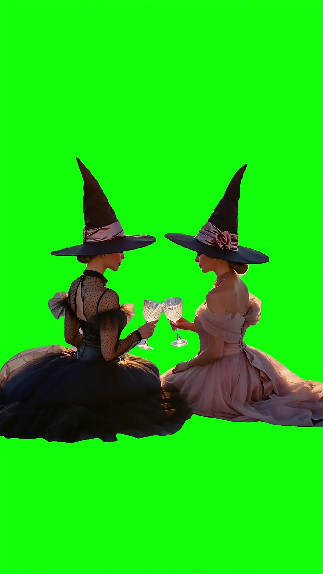 2 witches cheering Green Screen Meme