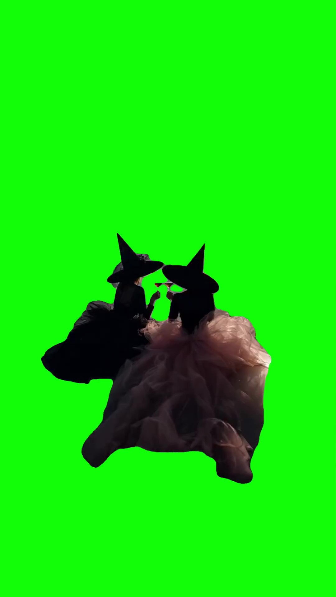 2 witches flying Green Screen Meme