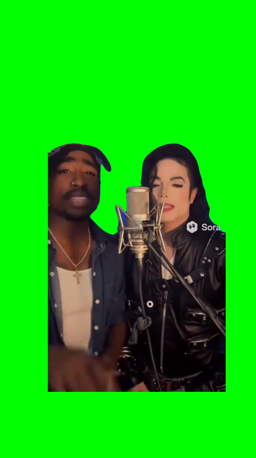 2pac and MJ singing Green Screen Meme