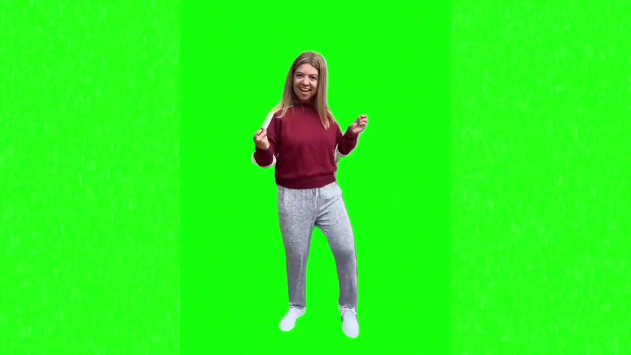 80s dance trend mom showing moves green screen