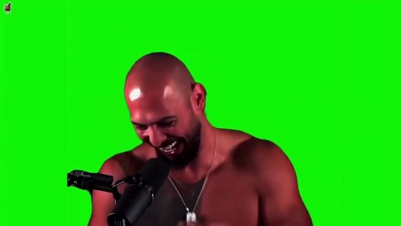 Andrew Tate Evil Laugh Green Screen Meme Template