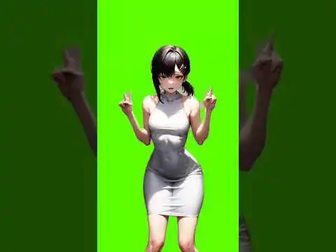 anime sad cat dance green screen