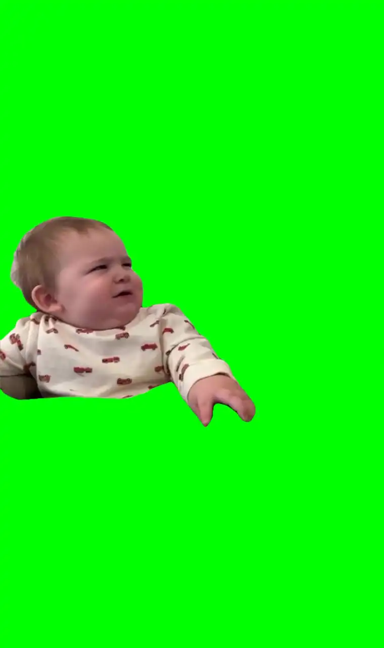Annoyed baby green screen