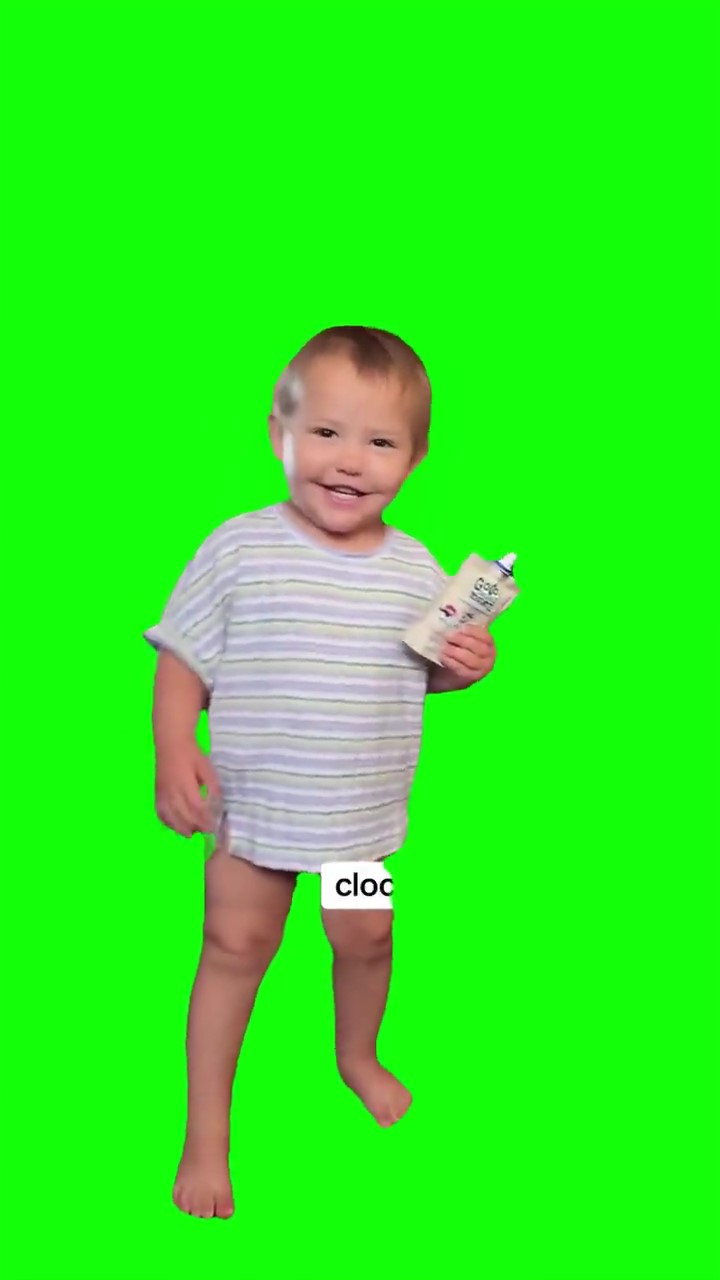 Baby doing clock it meme Green Screen