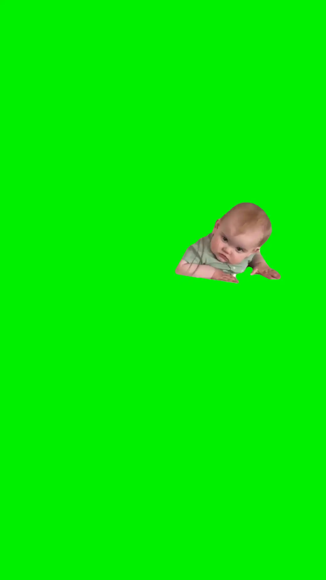 Baby staring green screen