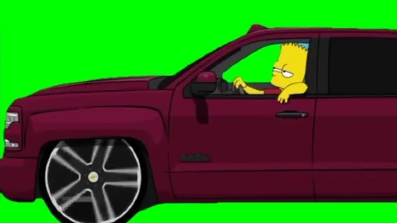 BART Simpson cruising meme green screen