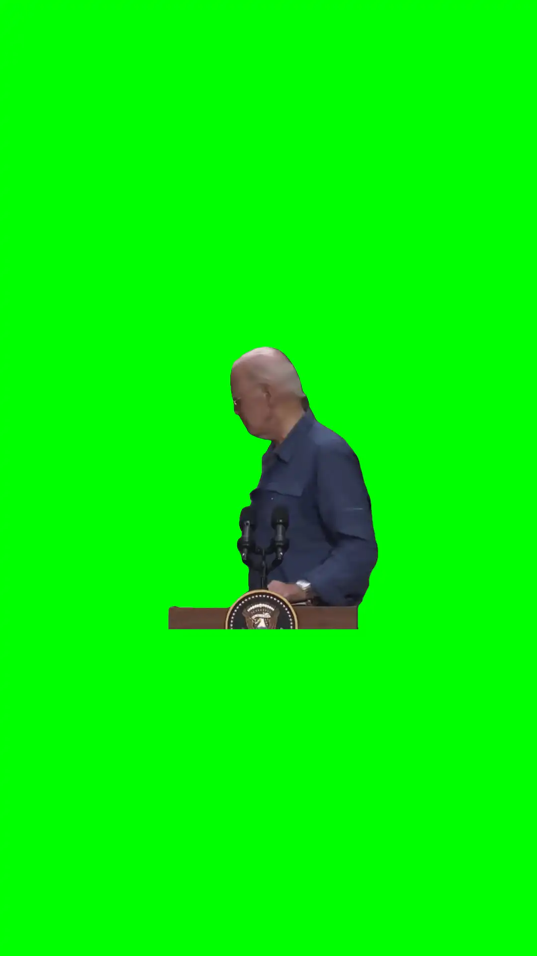 biden walks off green screen