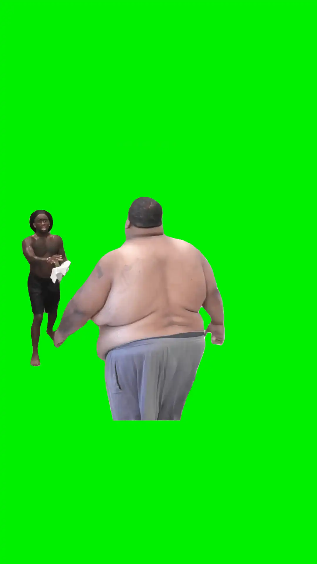 Big dude tryna shower with Kai meme green screen