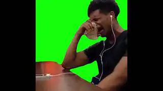 Black Guy Crying Over Music in Class Green Screen