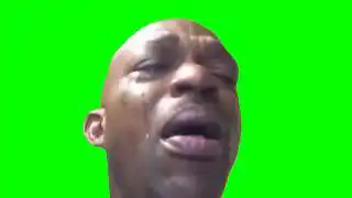 Black man crying green screen