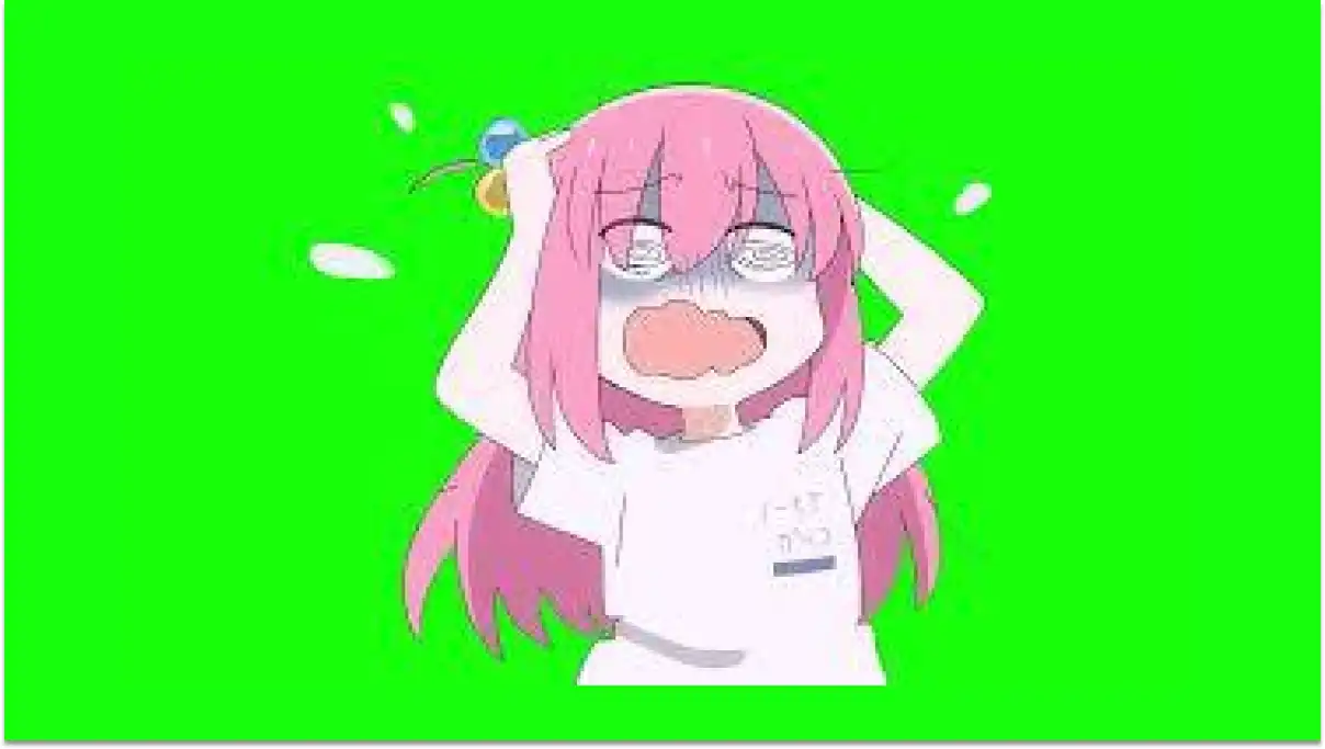 Bocchi Hitori Confused Head Spin Green Screen
