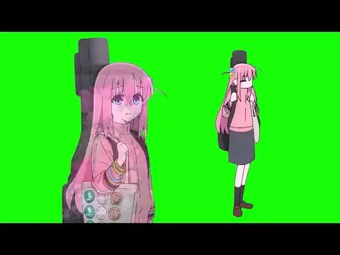 Bocchi The Rock Hitori who smiles Green Screen