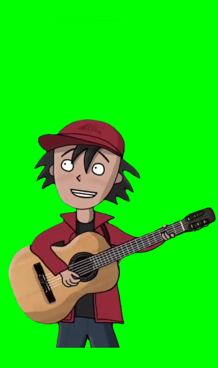 Boy playing guitar green screen
