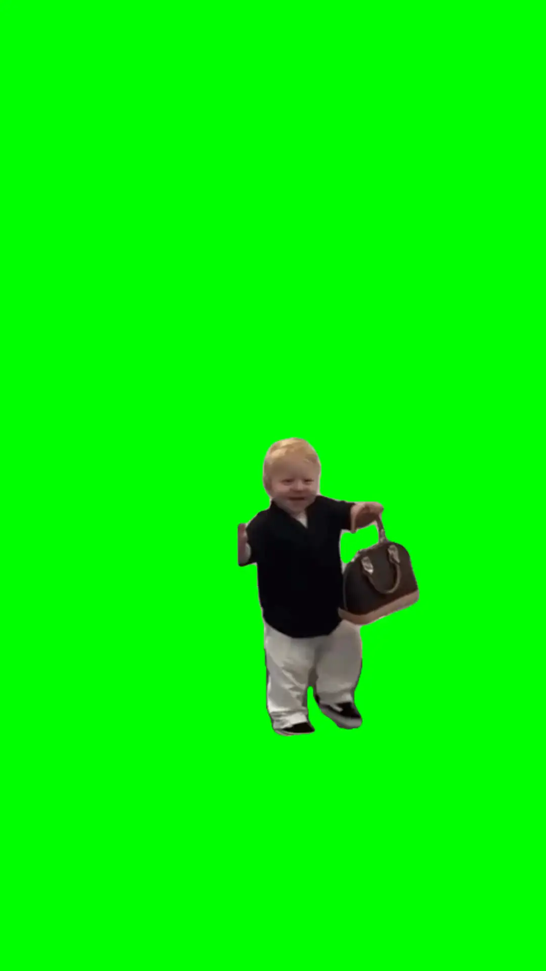 boy with purse green screen