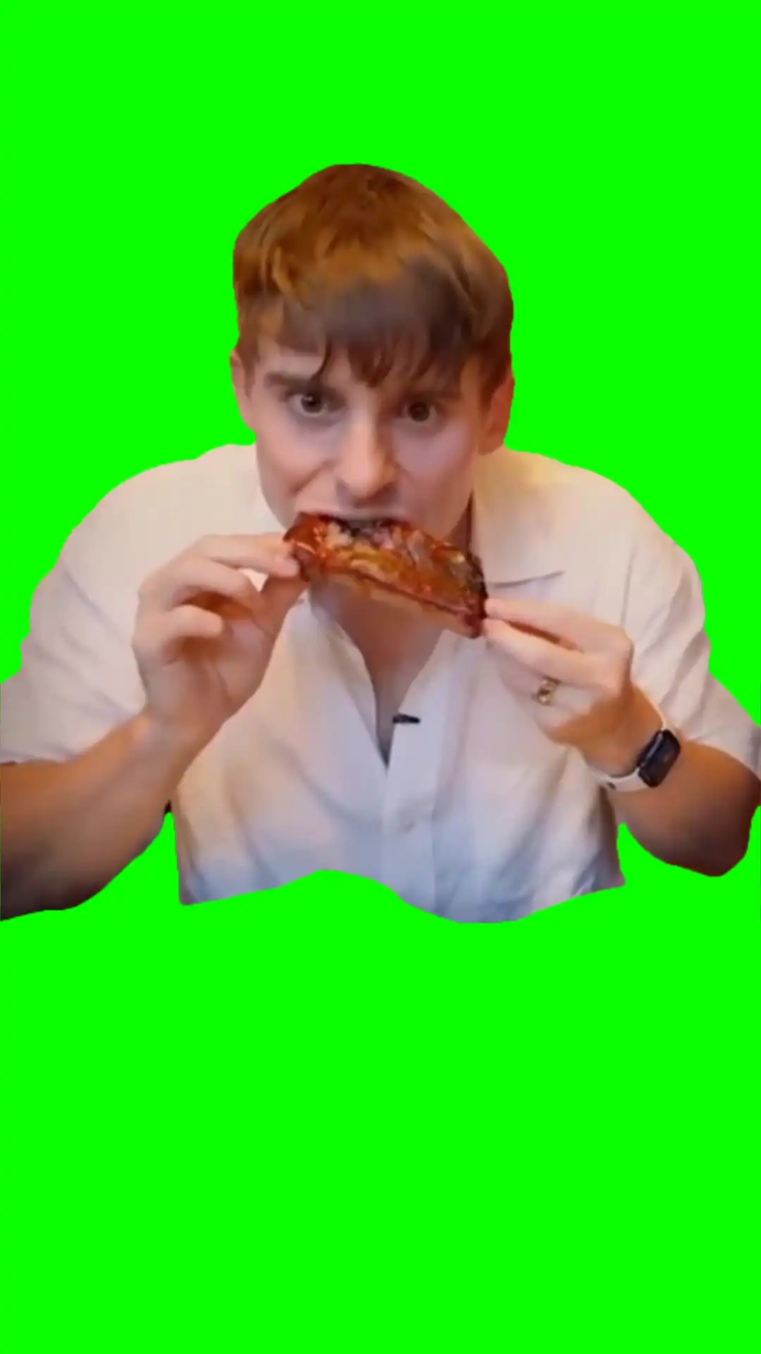 Brittish trying ribs first time meme green screen