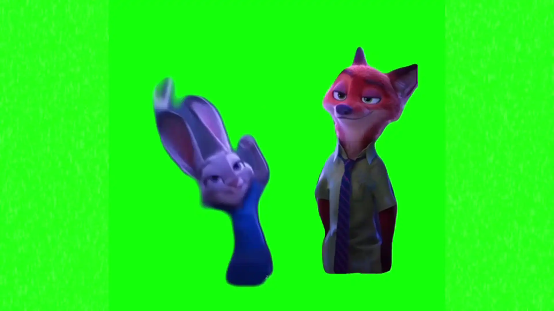 Bunny and fox dancing meme Zootopia green screen
