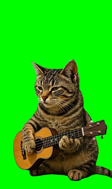 Cat playing guitar Meme Green Screen