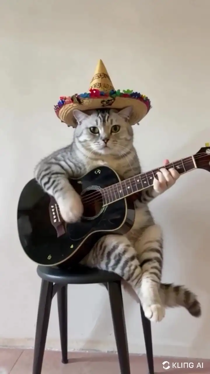 Cat playing guitar meme