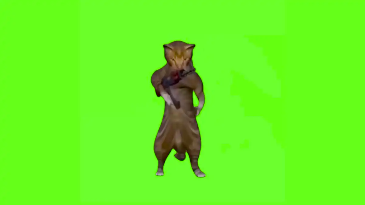 Cat Shooting A Gun Green Screen