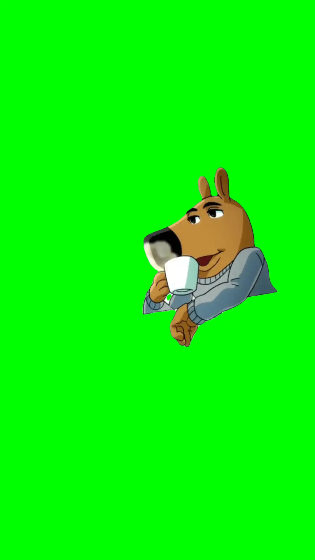 Chill guy sipping coffee Meme Green Screen