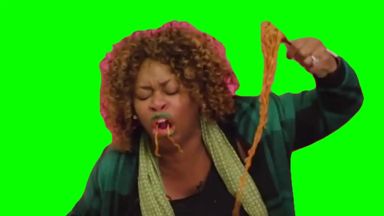 Chocking on noodles Meme Green Screen