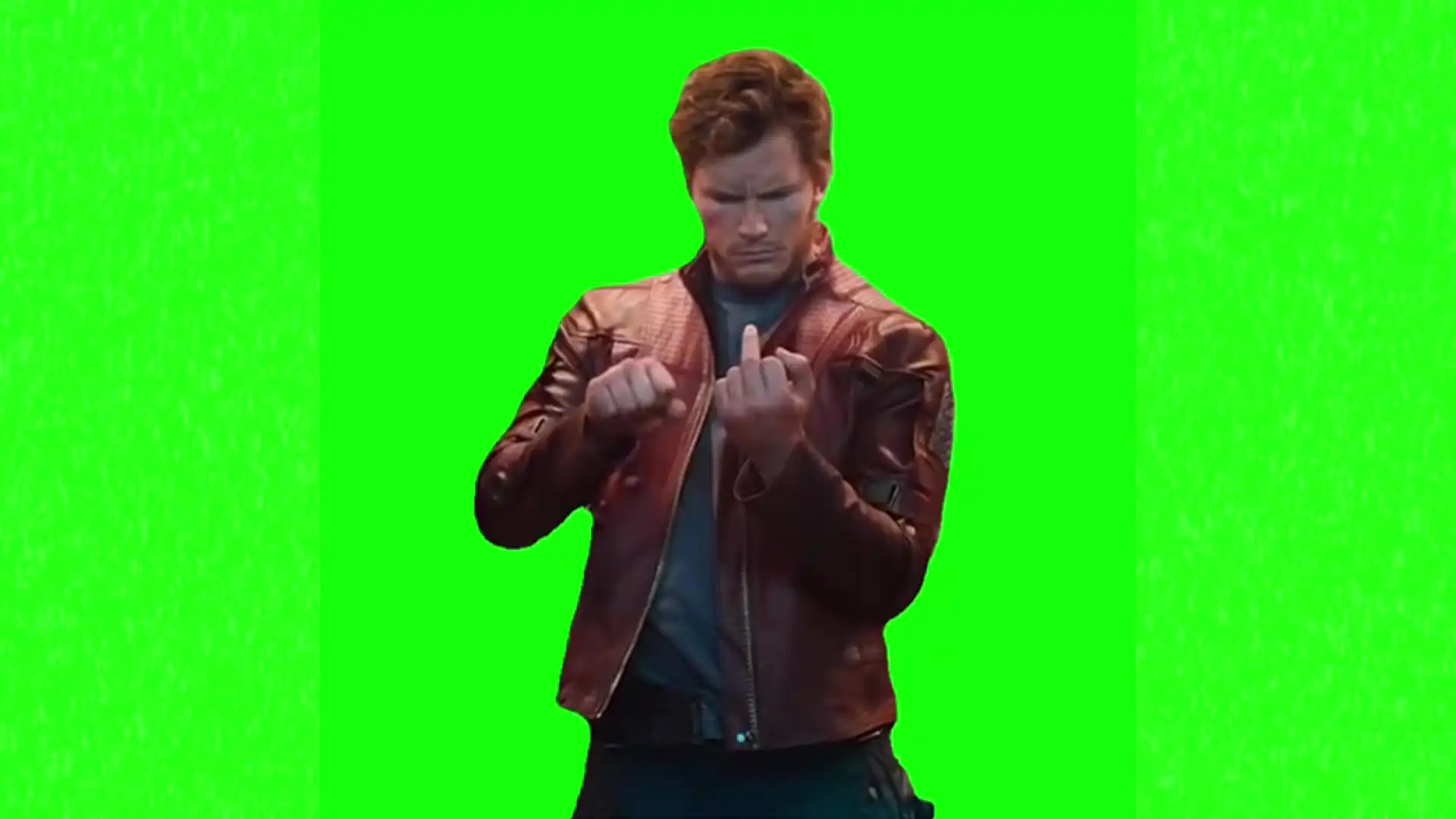 Chris Pratt middle finger meme green screen