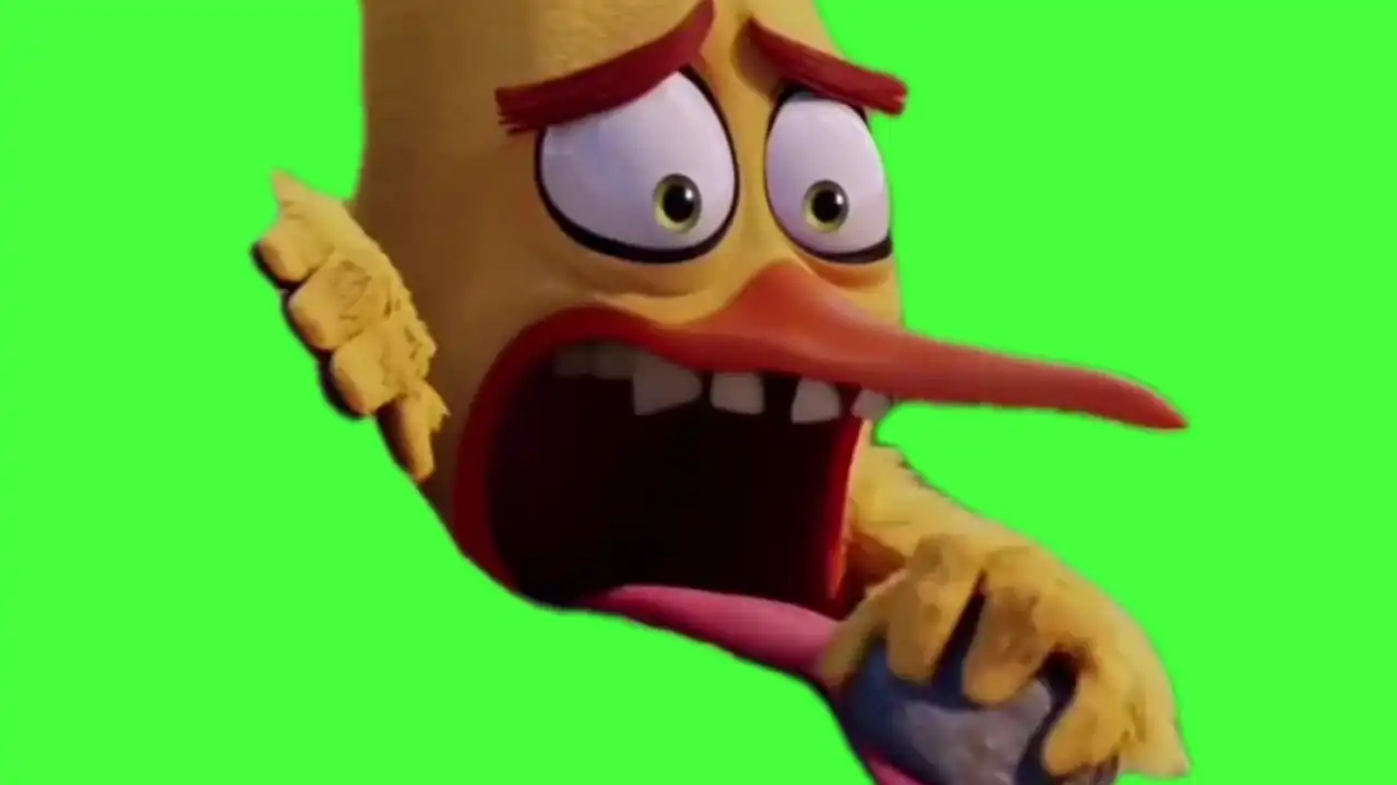 Chuck cleaning tongue meme green screen