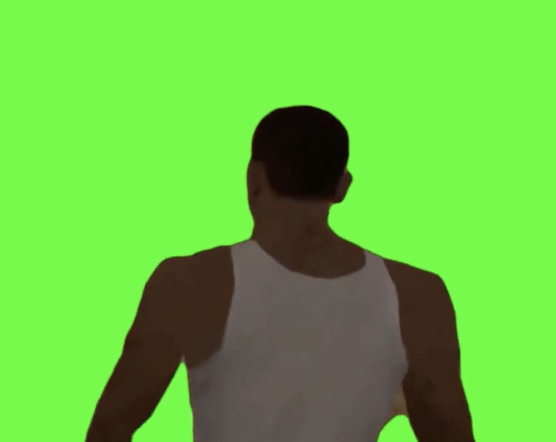 CJ GTA ah shit here we go again meme green screen
