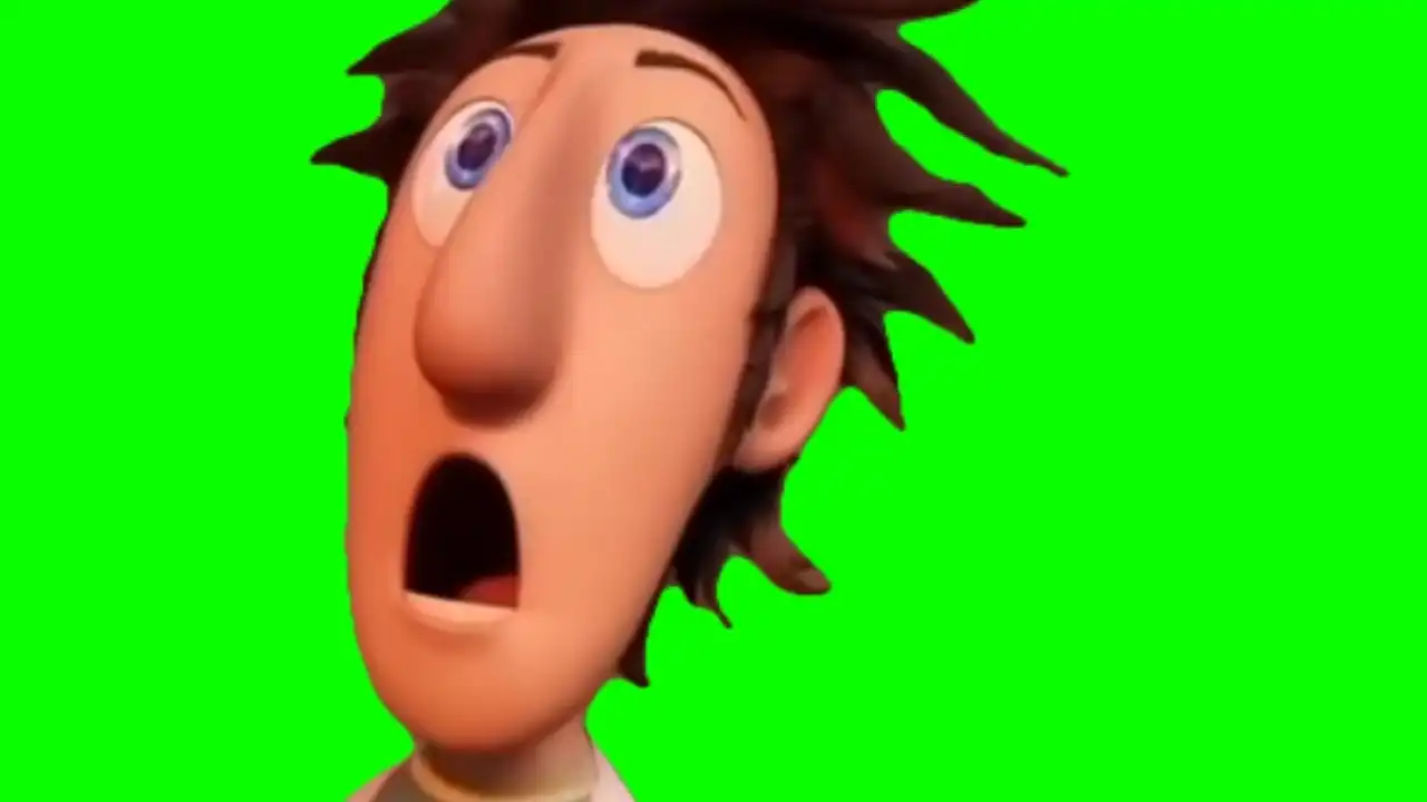 Cloudy chance Meatballs Suprised Meme Green Screen