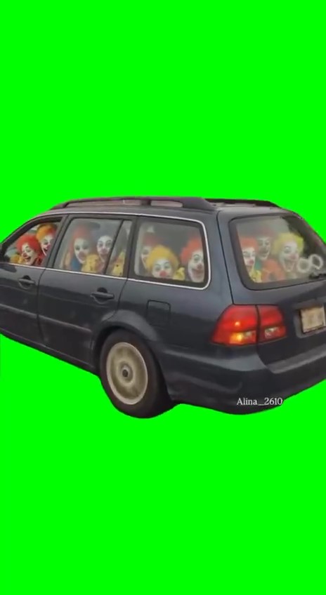 Clowns in a car Green Screen Meme