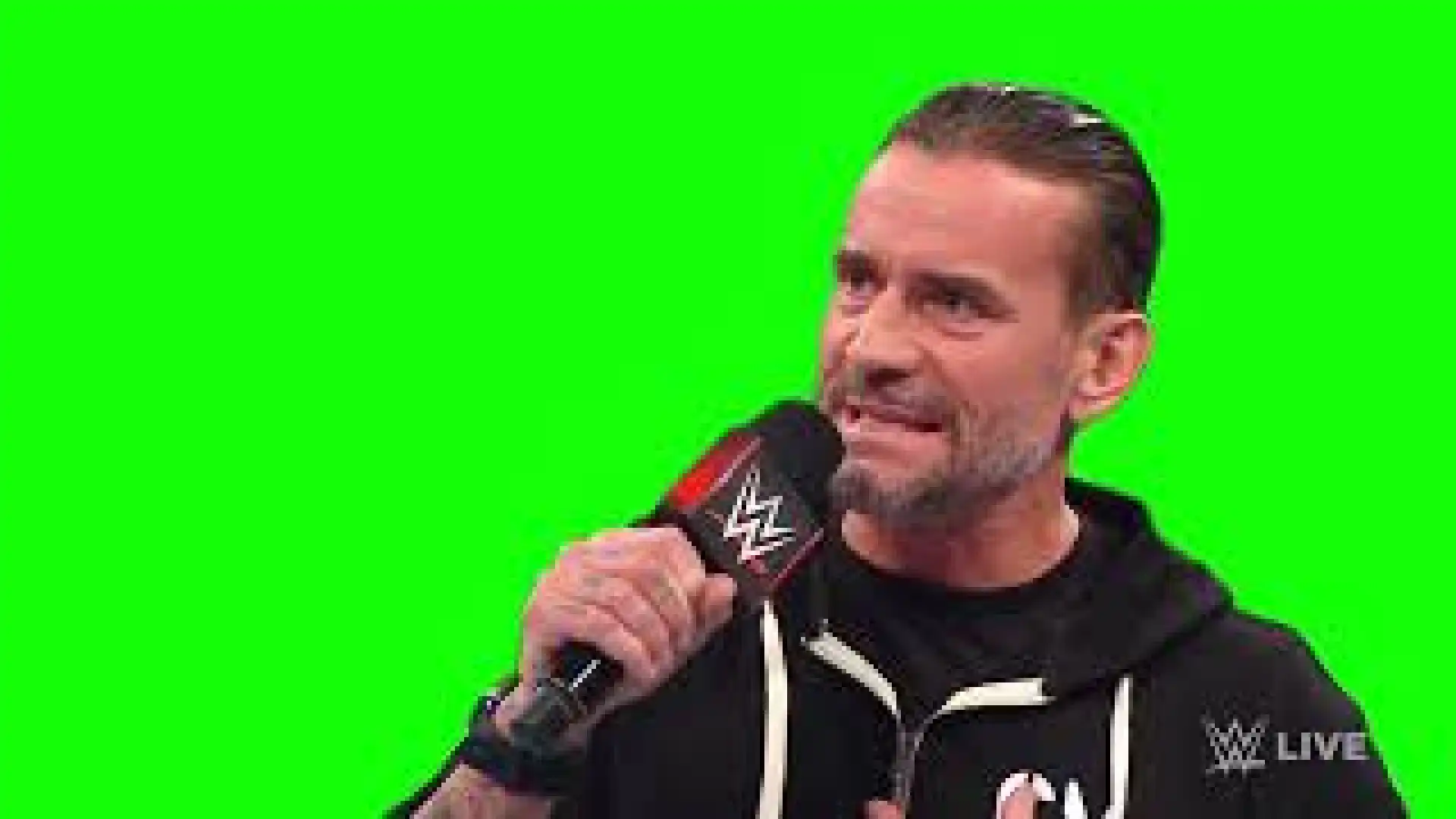 CM Punk because I can separate business from personal Green screen
