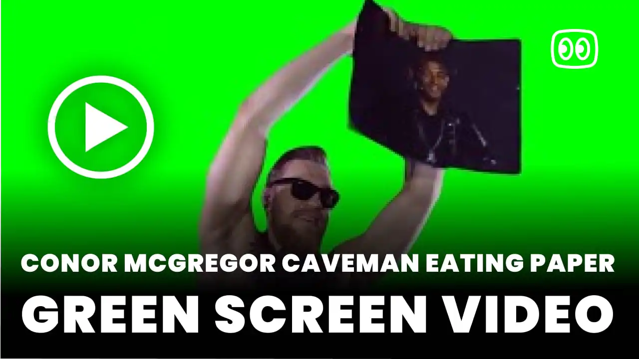 Conor McGregor Caveman Eating Paper Green Screen