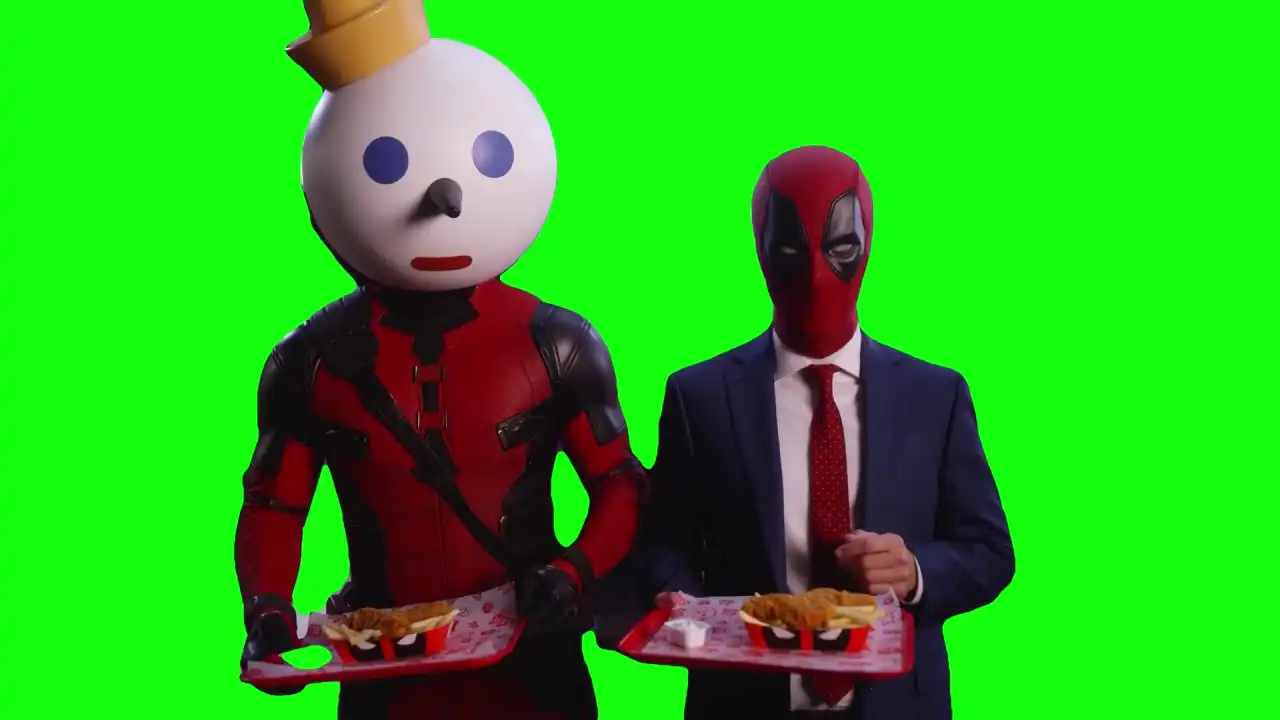 Deadpool jack in the box meme green screen