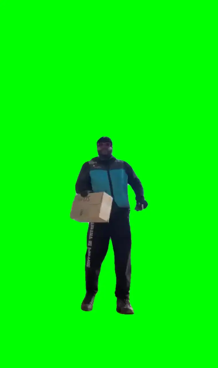 Delivery guy dancing not like us meme green screen