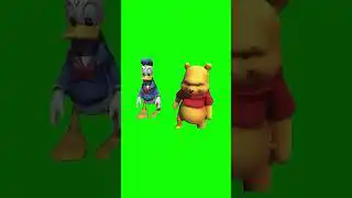 Donald Duck and Winnie The Pooh Dancing Green Screen