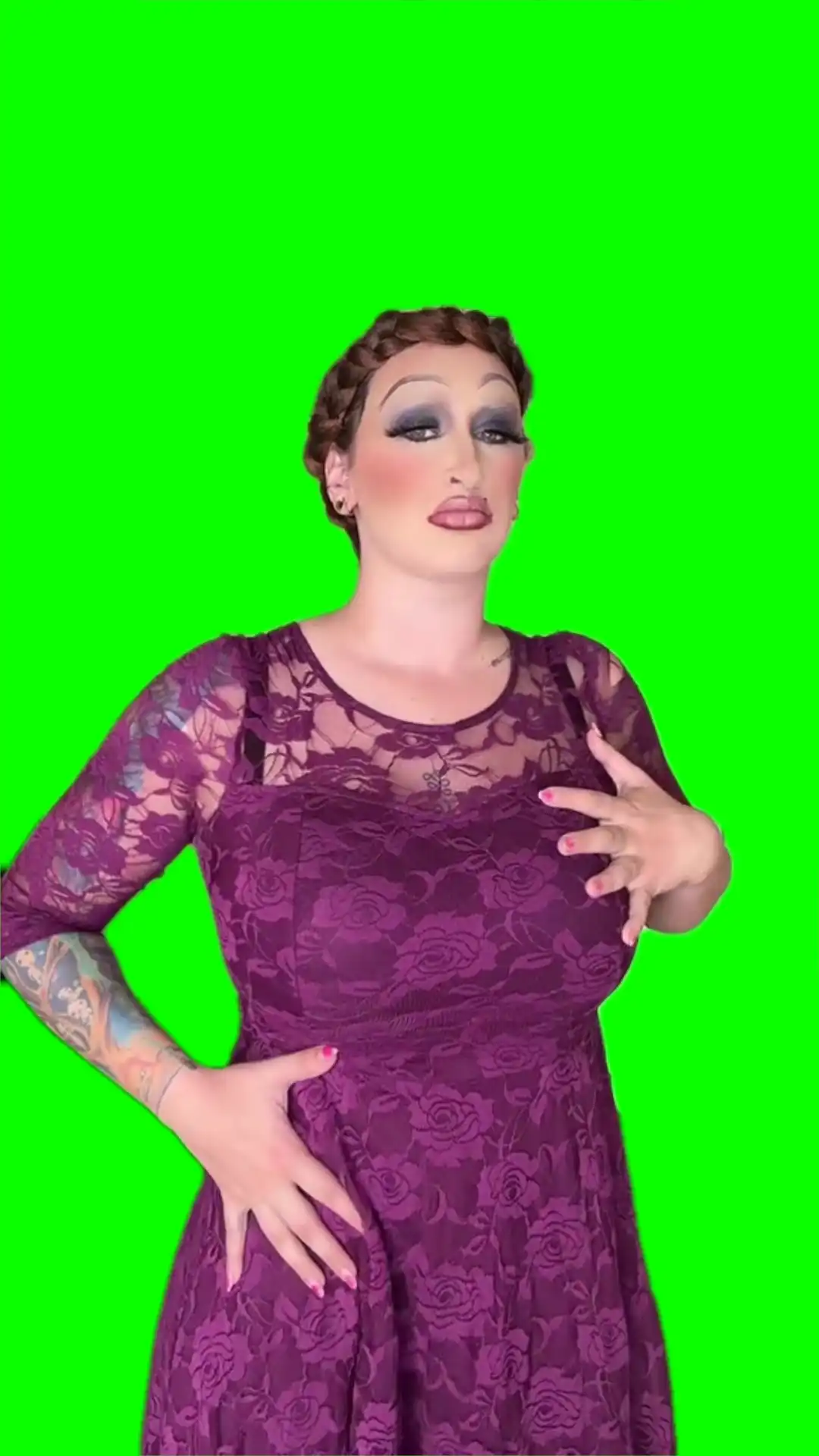 Doris dancing to apples green screen