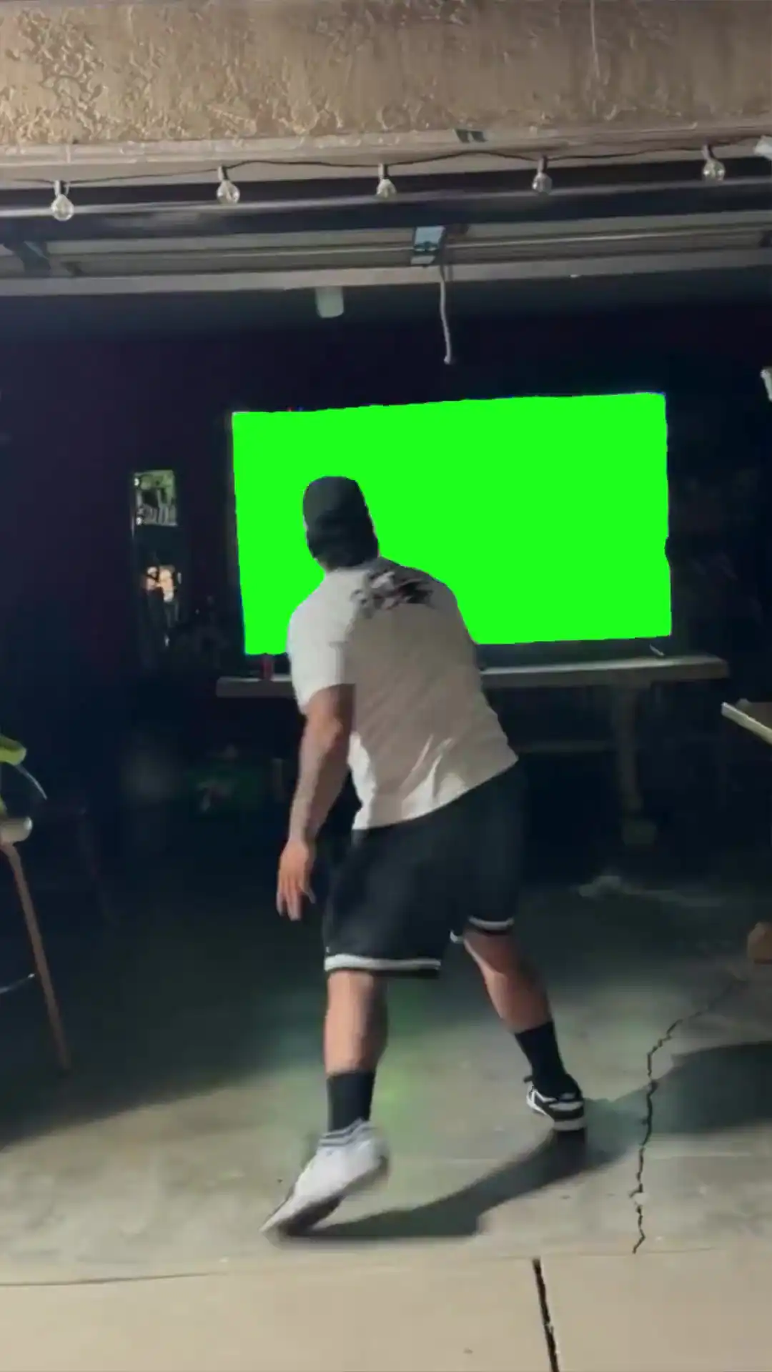 Dude breaks tv Green Screen meme