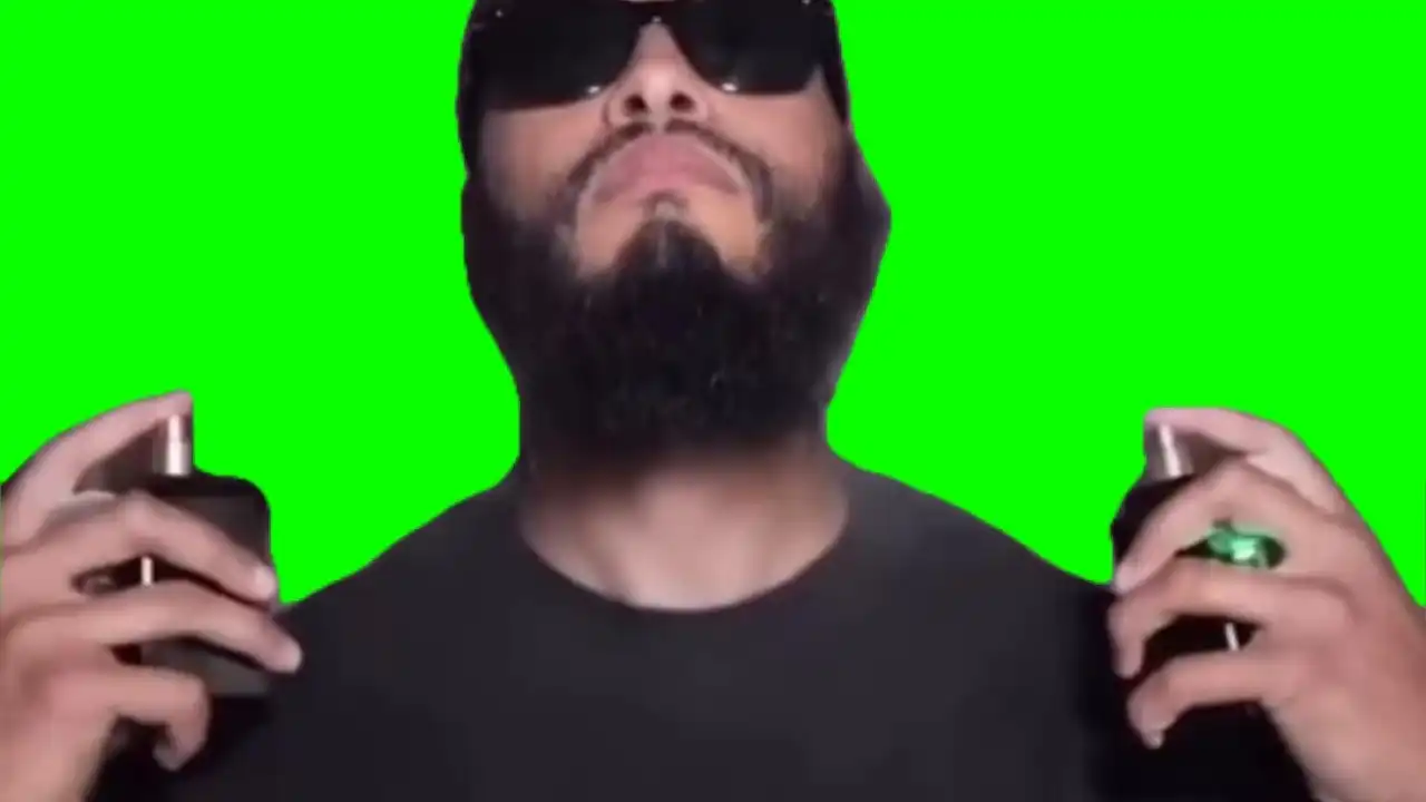 Extreme cologne spray meme green screen