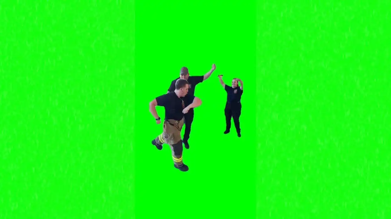 Firefighters dance meme green screen