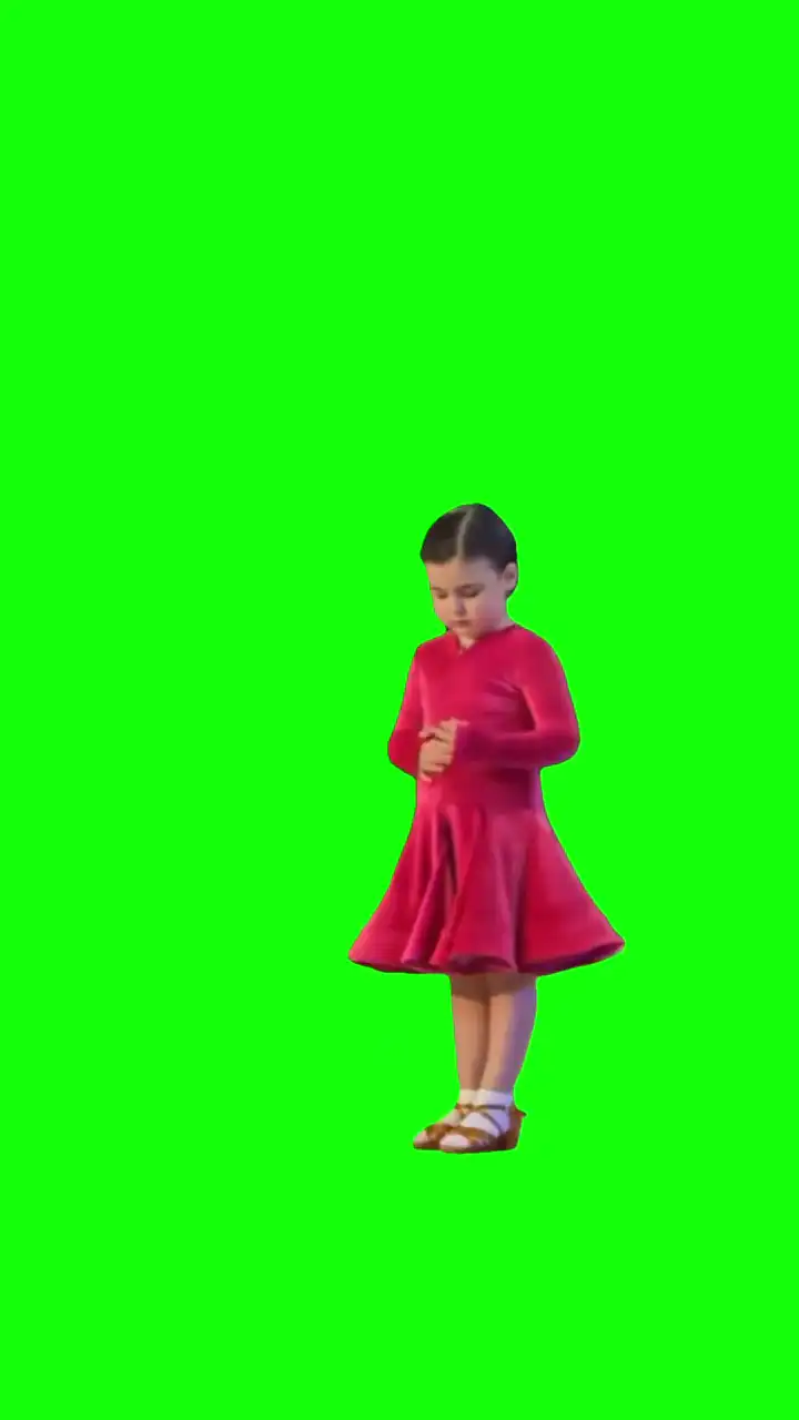 Girl asking for food during the performance green screen