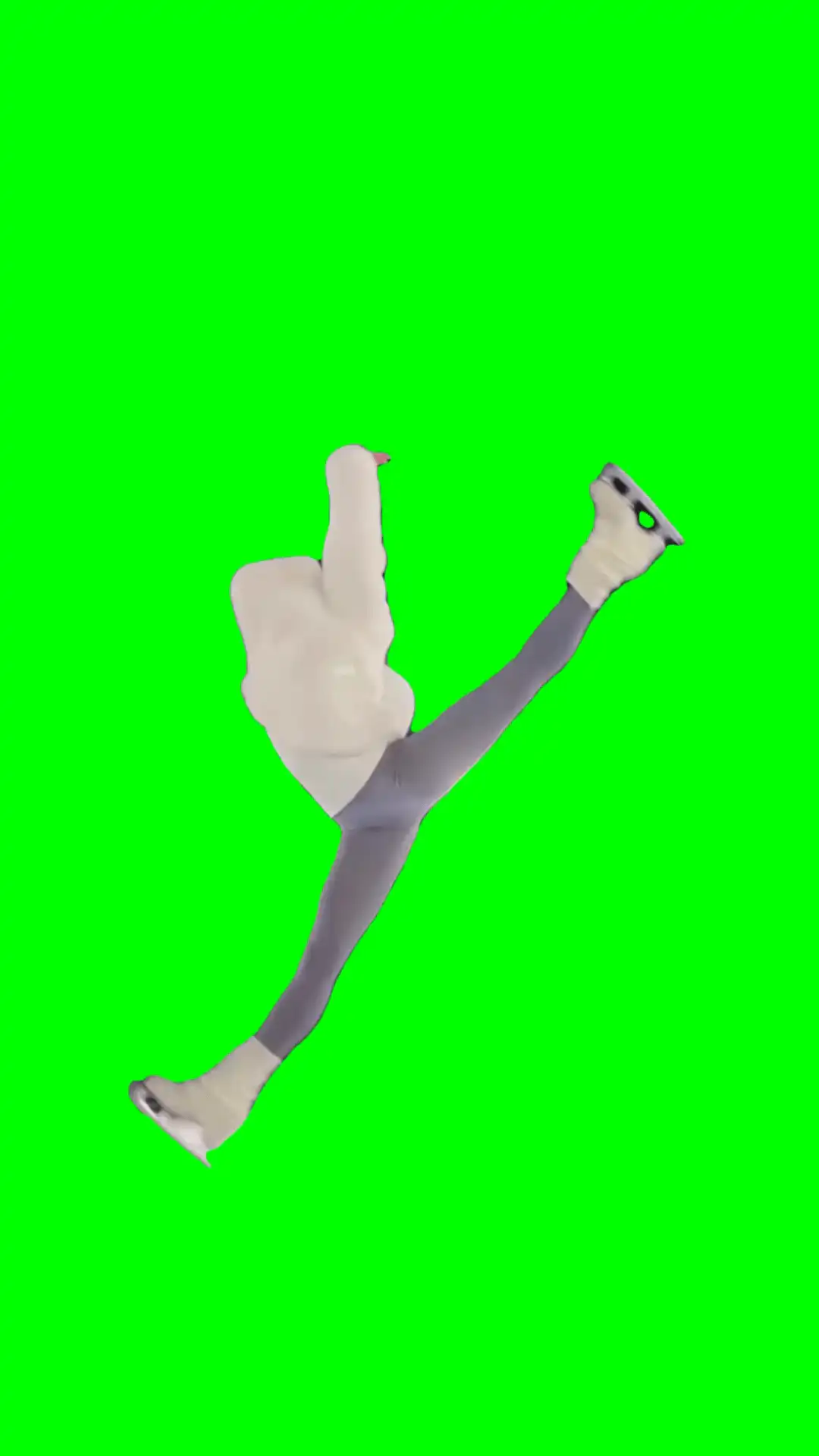 Girl ice skating green screen
