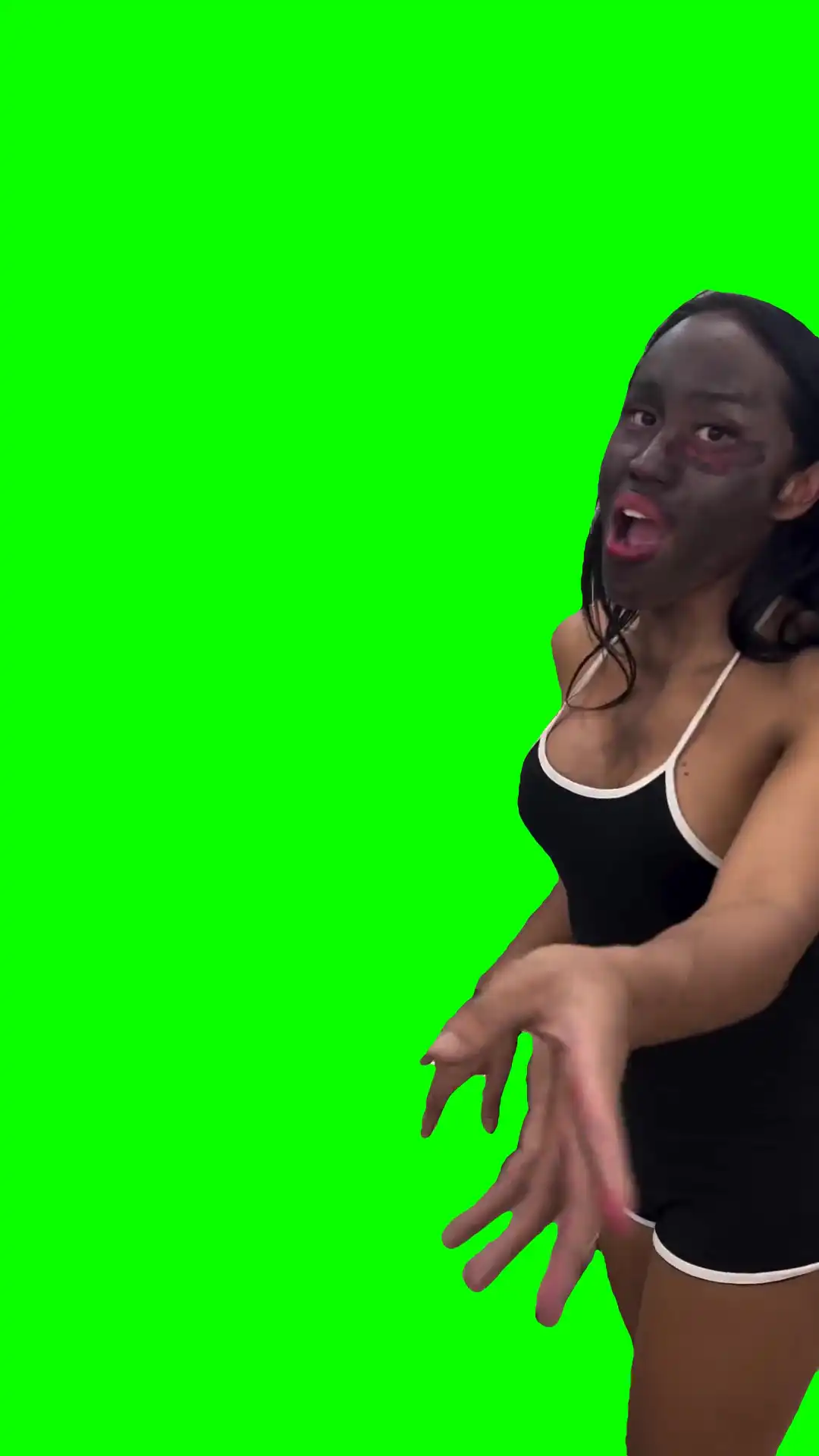 Girl meowing meme green screen