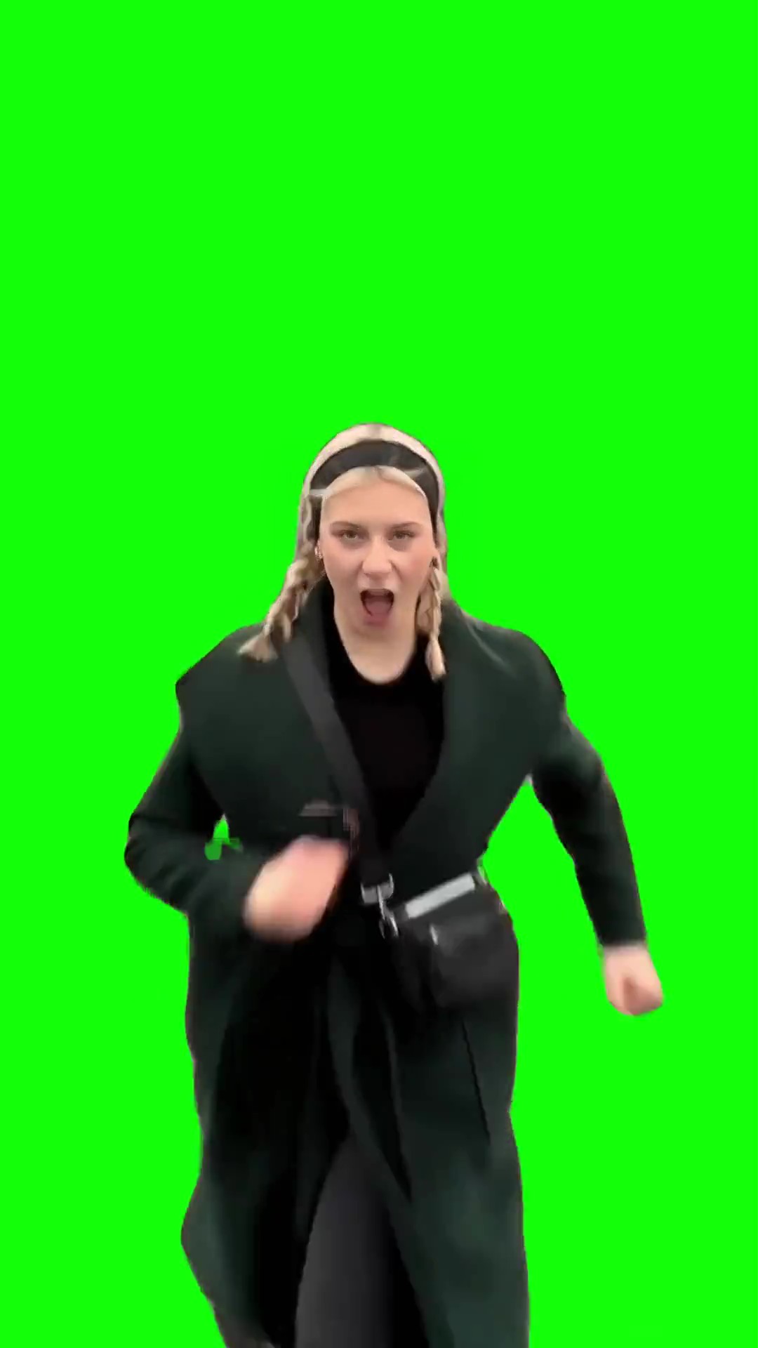 Girl running up meme Green Screen